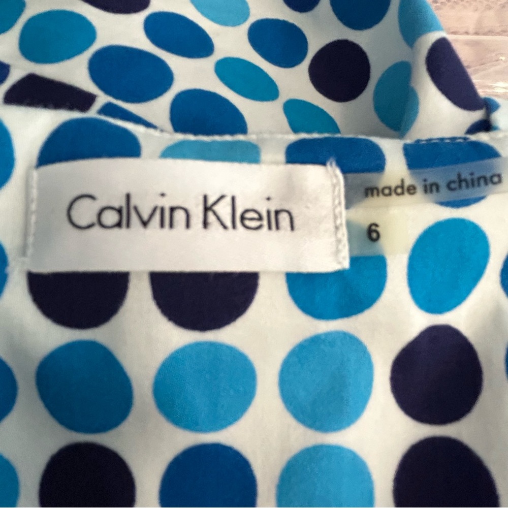 Calvin Klein white blue dot sleeveless dress Size 6 - Picture 7 of 11